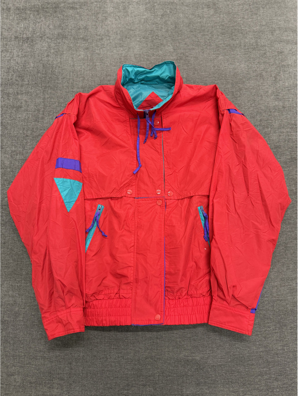 Cabin Creek Vintage Red Nylon Windbreaker Jacket Medium